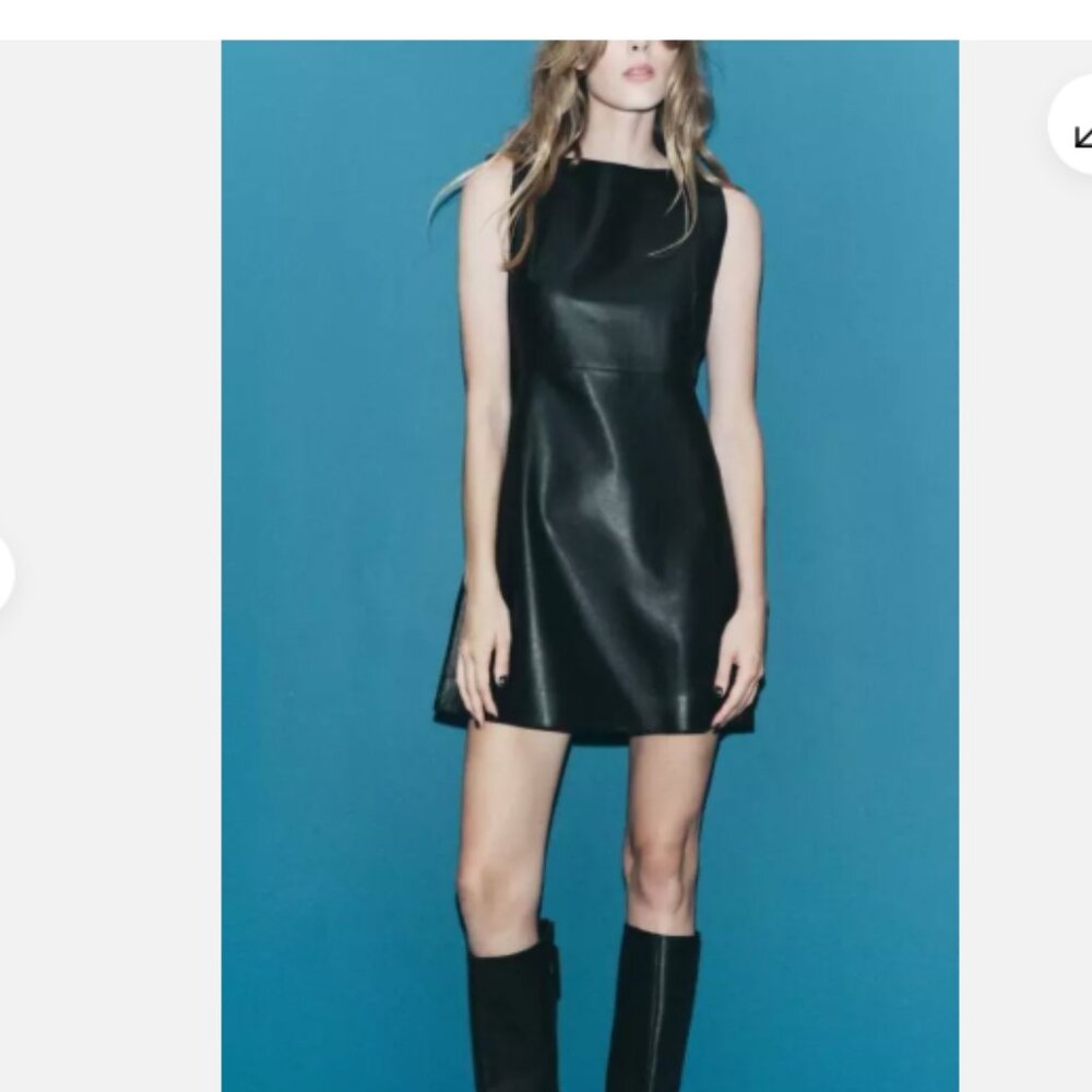 Zara Leather Collection Black Leather Dress
